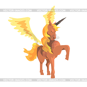 Magical unicorn winged horse, mythical and fantasti - royalty-free vector clipart