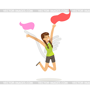 Beautiful young woman in casual clothes dancing - vector clipart