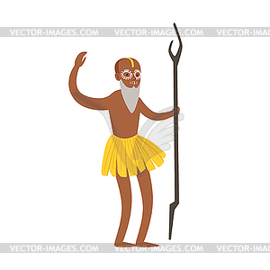 Indian shaman character in loincloth performing - vector image