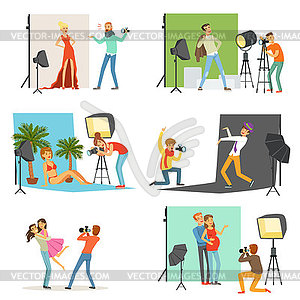 Фотостудия, фотографы фотографируют - изображение в формате EPS