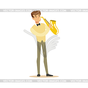 Musician playing saxophone - vector clip art