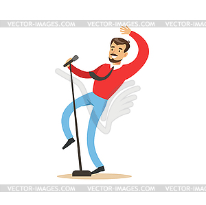 Singer man performing song - color vector clipart