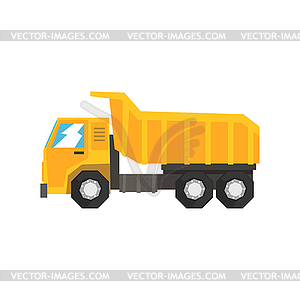 Yellow dump truck, heavy industrial machinery - vector image