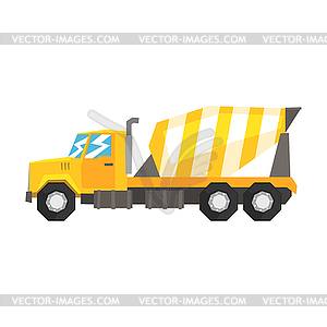 Yellow concrete mixer truck, heavy industrial - vector clip art