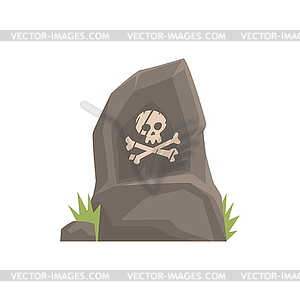 Grey tombstone with skull and bones - vector clip art