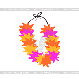 Colorful necklace, lei with bright colorful flowers - vector clip art