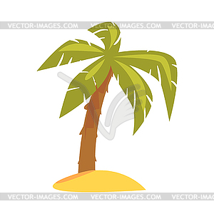 Зеленый тропический пальмовый мультяшный - векторное изображение EPS
