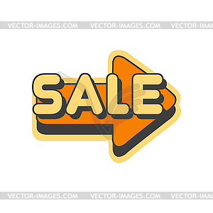 Orange arrow with text Sale - vector image