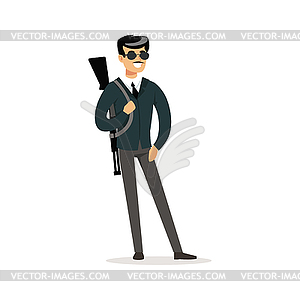 Mafia man character in sunglasses with gun on his - vector image