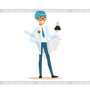 Chemical engineer working on oil samples, oil - vector clipart