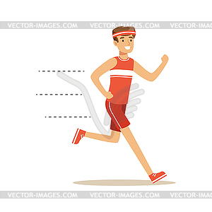 Smiling running man character - stock vector clipart