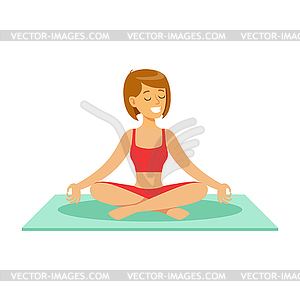 Beautiful young woman character sitting and - vector image