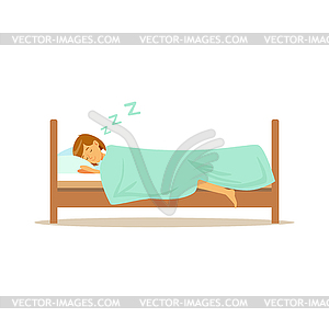 Beautiful young woman character sleeping in her bed - vector image