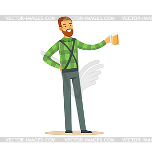 Smiling bearded man in Bavarian traditional - vector clip art