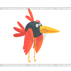 Cute little funny long legged bird colorful - vector clipart