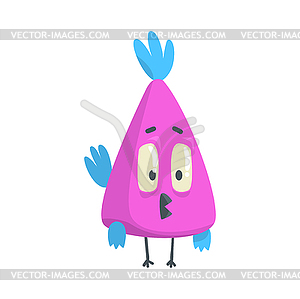 Cute little funny purple chick bird standing - vector clipart