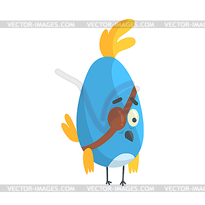 Симпатичная маленькая голубая забавная птица с птицей с глазом - графика в векторе
