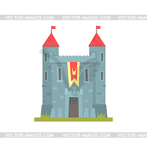 Old stone castle with towers, ancient architecture - vector clip art