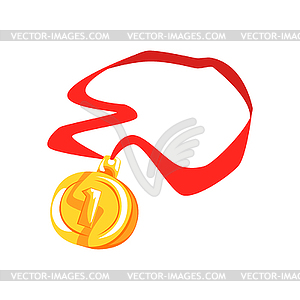 Gold first place medal cartoon - vector image