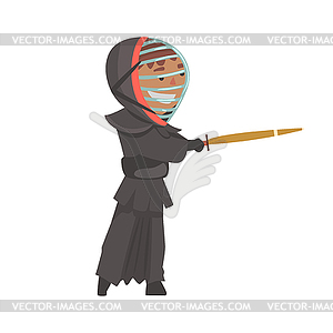 Kendo fighter man with shinai cartoon - vector clipart