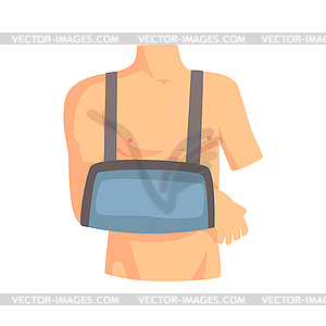 Broken arm with plaster cast cartoon - vector image