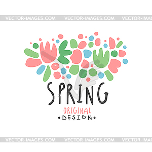 Spring logo template original design with flowers, - vector clipart