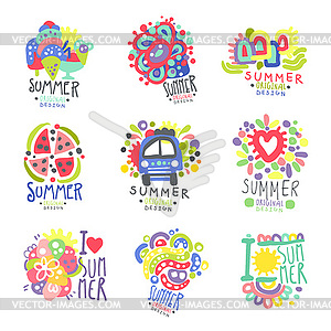 Summer set original design. Summer travel, sea, - vector clipart