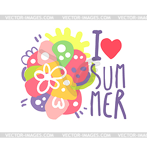 I love Summer logo template original design, - vector image