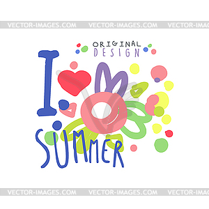 Я люблю шаблон летнего логотипа оригинального дизайна, - стоковое векторное изображение