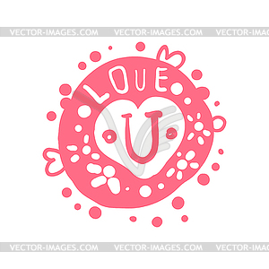 Love U logo template, colorful in pink colors - vector clipart / vector image