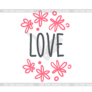 Love logo template, with flowers - vector clipart