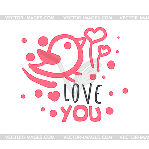Love you logo template, colorful in pink colors - vector image