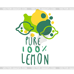 Pure lemon 100 percent logo template original - vector clip art