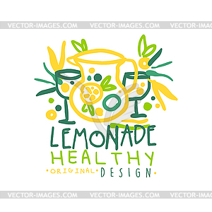 Healthy lemonade logo template original design, - vector image