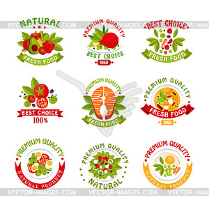 Premium quality food logo templates set, natural - vector image