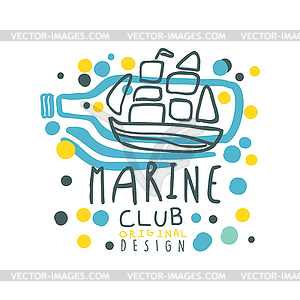 Marine club logo design, summer travel and sport - vector image