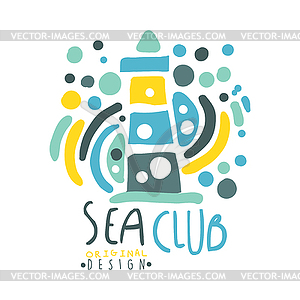 Дизайн логотипа морского клуба, летние путешествия и спорт - изображение в векторном формате