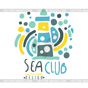 Sea club logo design, summer travel and sport - vector clip art