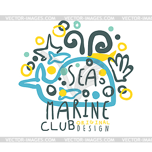 Sea marine club original logo design, summer - vector clip art