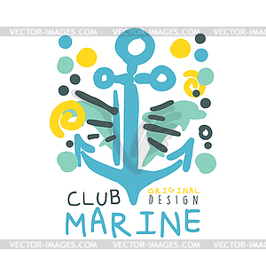 Marine club original logo design, summer travel - vector clipart / vector image