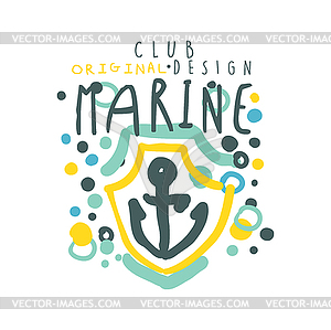 Marine club logo design, summer travel and sport - vector image