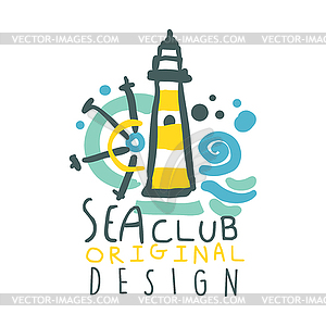 Sea club logo original design, summer travel and - vector clipart