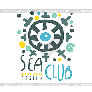 Sea club original logo design, summer travel and - color vector clipart