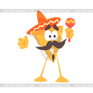 Funny cartoon Mexican nachos chip character - vector image