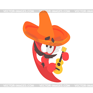 Funny cartoon red pepper character wearing - vector clipart