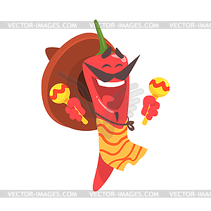 Funny cartoon red pepper character wearing - vector EPS clipart