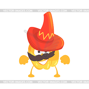 Funny cartoon yellow pepper character wearing - royalty-free vector image