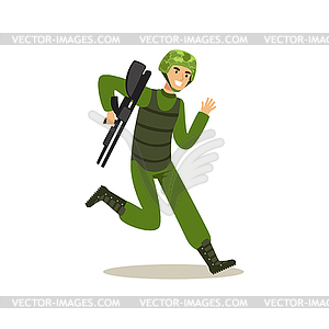 Infantry troops soldier character in camouflage - vector image