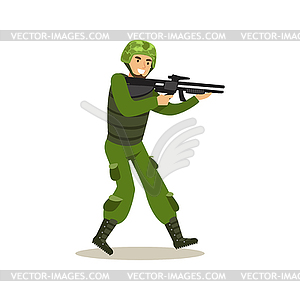 Infantry troops soldier character in camouflage - royalty-free vector image