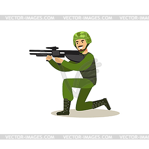 Infantry troops soldier character in camouflage - vector clipart / vector image